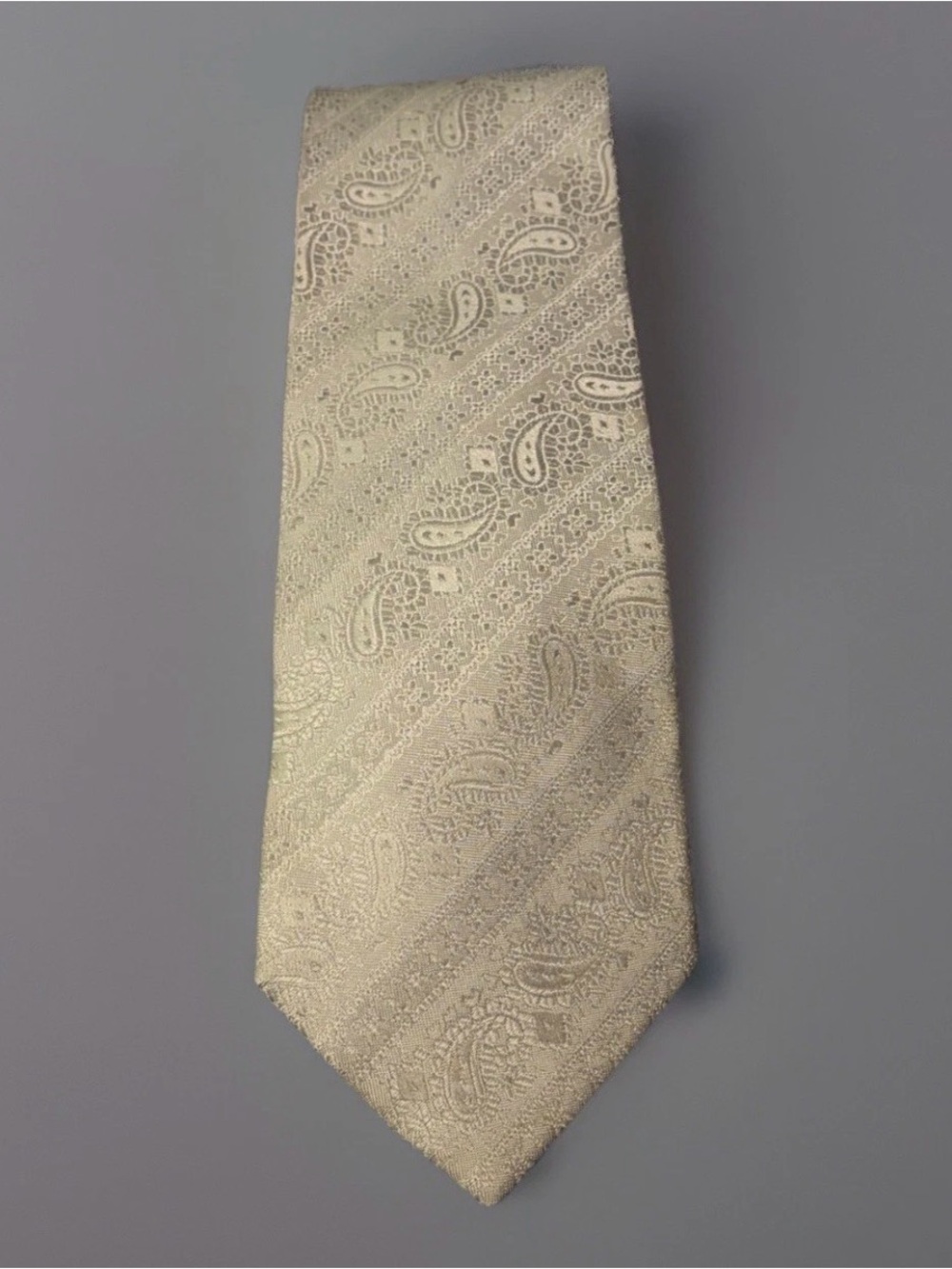Classic Paisley Silk Tie in Light Champagne